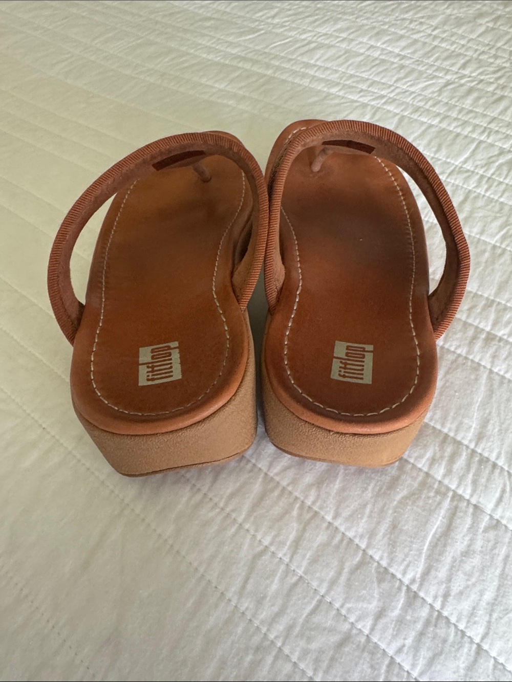 Fitflop Brown Woven Thong Sandals leather footbed size 10 - Picture 3 of 5
